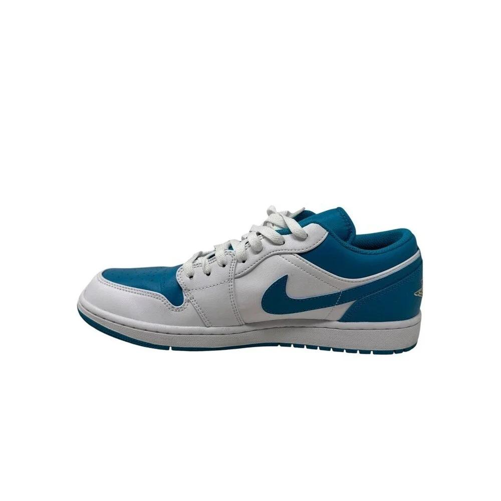 Nike Air Jordan 1 Low Aquatone 553558-174 White Blue Gold Men's Size 11 sneaker
